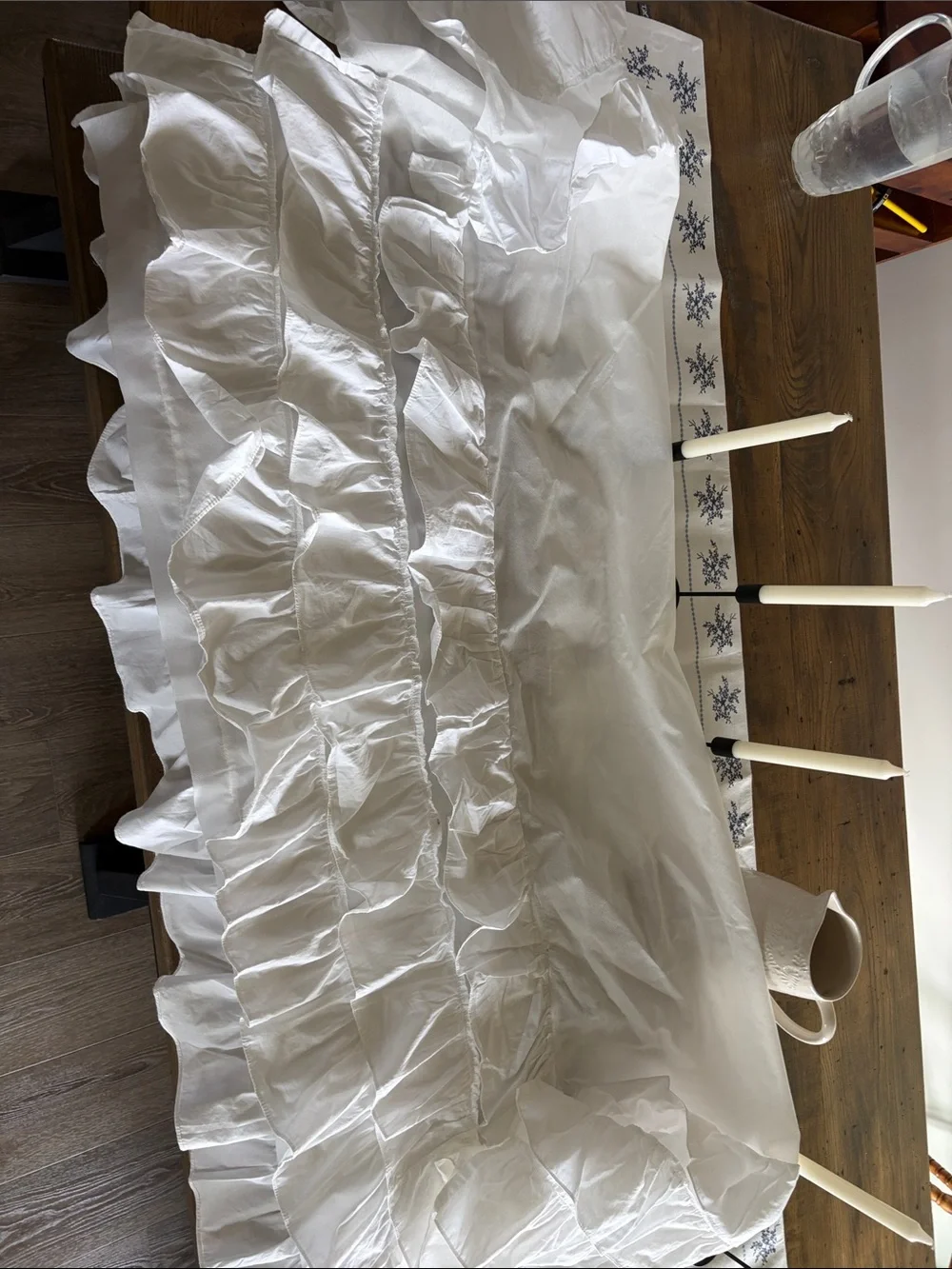 White Ruffled Bed Skirt - Classic Layered Design